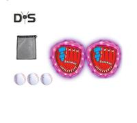 (red, baseball) Toss And Catch Ball Game Set Toddler Baseball Glove Sticky Mitt Adjustable Strap Interactive Toys for Kids Family Paddle Ball Family Backyard Games