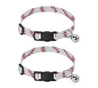 Red Baseball White Pet Collars 2 Pack Lightweight Small Dog Collar Adjustable Length 10.6" to 17.1"