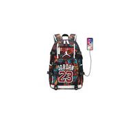 (Red) Basketball Player Jordan Logo Backpack Daypack USB Taptop Ruckpack Kid Student School Bag Bookbag Travel Sports Bag Knapsack