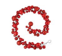 Red Bauble Tree Garland - 9 ft Christmas Decoration with 84 Baubles in Mixed Finishes