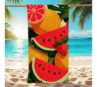 Red Beach Towel, Extra Large 90x180cm Microfiber Towel Watermelon Quick Dry Sand-Proof Bath Towel for Women Men for Travel, Swim, Yoga, Gym Sports Cape, Camping with Waterproof Storage Bag X1-942