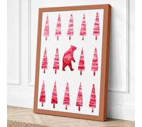 Red Bear Among Pines Canvas Wall Art Print 18x12 Inch