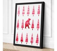 Red Bear Among Pines Canvas Wall Art Print 24x16 Inch