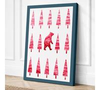 Red Bear Among Pines Canvas Wall Art Print 36x24 Inch