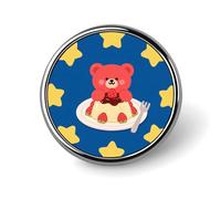 Red Bear in Pudding Lapel Pin for Men Raccoon Pool Dash Fashion Brooch Pin -Cute Enamel Badges, Aluminum Alloy Metal Pinback for Hats, Shirts, Bags, Jackets & Accessories (1 Inch Round Button Pins)