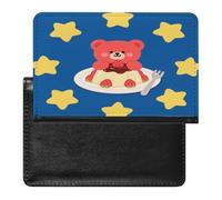 Red Bear in Pudding Passport Holder Unique PU Ultra-thin Passport Protective Case Compact Easy to Carry Passports Cover for Women And Men Passports Case