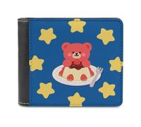 Red Bear in Pudding PU Leather Wallet Credit Card Holder Extra Capacity Bifold Wallets for Men Women Fashion Wallet