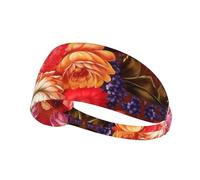 Red Beautiful Flower Print Non-Slip Elastic Running Headband, Sweat Absorbing Stretchy Hair Bands For Gym Yoga, Soft Skin-Friendly Foldable Workout Headband