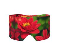 Red Beautiful Flower Print Sleep Eye and Ear Muffs Mask - Adjustable Yoga Travel Headband, Keep Warm Shading Comfortable Aid
