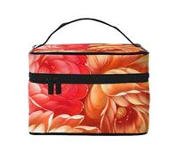 Red Beautiful Flower Travel Makeup Bag - Elegant and Spacious Cosmetic Organizer for On-The-Go