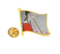 Red Beauty Flute Chinese Painting Golden Metal Flag Lapel Pin Badge