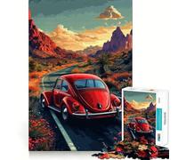 Red Beetle on Desert Road Jigsaw Puzzles 1000 Piece for Teenagers Logic Ability Toy Relaxing Fun Accurate Cut Artistic Gift (50x75cm)