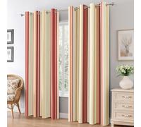 Red Beige Orange Stripes Curtains 95% Blackout, Modern Rustic Patterned Curtains for Living Room Bedroom, 63 Drop Eyelet Thermal Drapes Home Decor, 52x63 Inch 2 Panels X&-114
