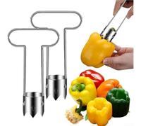 Red Bell Pepper Corer Made from Stainless Steel with Serrated Blades for Quick and Effective Core Removal from Various Fruits (2pcs)