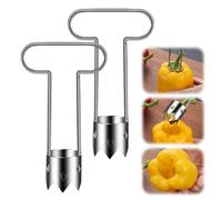 Red Bell Pepper Seed Corer Remover, 2025 New Apple Corer Tool,Stainless Steel Bell Pepper Deseeder and Cutter For Vegetables Fruit Kitchen Gadgets (2PCS, B)