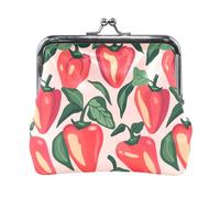 Red Bell Peppers Retro Patterns Fashion Women's Leather Coin Purse Cute Change Holder Card Organizer for Girls Women Ladies guarda monedas para carro