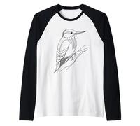 Red-Bellied Woodpecker Line Art Birdwatcher Raglan Baseball Tee