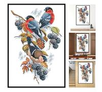 Red Bellies Magpies Cross Stitch Kit Contains Everything Needed to Start Embroidery Including Tools Threads and Step by Step Guide (11CT)