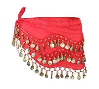 Red Belly Dance Wrap Hip Scarf Belt With Gold Coins