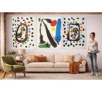 Red Benson A0 Triptych - 119×252 cm / 47×99 in - Joan Miro 1959 Drawings Lithographs Triptych Playful Symbols Cosmic Lines Surreal