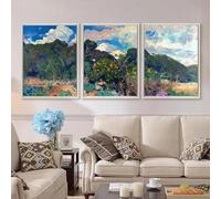 Red Benson A0 Triptych - 119×252 cm / 47×99 in - Joaquin Mir Trinxet Landscape Corral del Carro Suburban scenery Catalan modernism