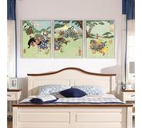 Red Benson A0 Triptych - 119×252 cm / 47×99 in - Utagawa Yoshitsuya Sakata Kaidomaru warrior child folklore hero demon slayer legen