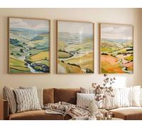 Red Benson A1 Triptych - 84×180 cm / 33×72 in - 1 Set of 3 Yorkshire Travel Prints Poster British