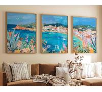 Red Benson A1 Triptych - 84×180 cm / 33×72 in - 5 Set of 3 Ibiza Travel Prints Posters Spanish Wall A