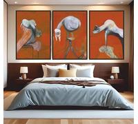 Red Benson A1 Triptych - 84×180 cm / 33×72 in - Francis Bacon Three Studies (1944) Triptych Inspired Prints Existential Expressioni