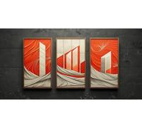 Red Benson A1 Triptych - 84×180 cm / 33×72 in - Japanese Minimal Composition refined spatial economy cultural simplicity ethos cont