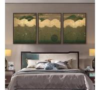 Red Benson A1 Triptych - 84×180 cm / 33×72 in - Musashino Plain Mount Fuji grassland scenery view meadow panorama Edo era poetic la