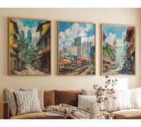 Red Benson A2 Triptych - 60×126 cm / 24×49.5 in - 4 Set of 3 Manila Poster Travel Prints Art Botanical Decor Floral Filipino Gi