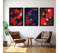 Red Benson A2 Triptych - 60×126 cm / 24×49.5 in - Abstract Art Prints 3 Set Modern Space Inspired Wall Decor cosmic abstraction tri