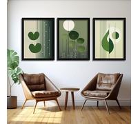 Red Benson A2 Triptych - 60×126 cm / 24×49.5 in - Botanical Contour Studies linear foliage mapping negative space emphasis calm obs