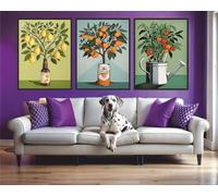 Red Benson A2 Triptych - 60×126 cm / 24×49.5 in - David Hockney Still Life Triptych everyday objects bold color planes playful dome