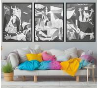 Red Benson A2 Triptych - 60×126 cm / 24×49.5 in - Pablo Picasso Guernica Triptych fractured forms war trauma symbolism monochrome i