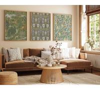 Red Benson A2 Triptych - 60×126 cm / 24×49.5 in - William Morris Flowing Leaves Triptych Rhythmic Botanical Movement Decorative Fol