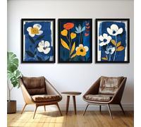 Red Benson A3 Triptych - 42×90 cm / 16.7×35.4 in - Paul Klee Abstract Landscape Triptych poetic geometry subtle color fields dreaml