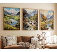 Red Benson A4 Triptych - 30×63 cm / 11.8×24.9 in - 1 The Lake District National Park Set of 3 Posters Cumbria Travel Prints UK Flor