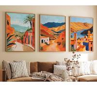 Red Benson A4 Triptych - 30×63 cm / 11.8×24.9 in - 2 Set of 3 Eritrea Posters Travel Prints Art Islamic Decor Muslim Gift West Afr