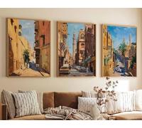 Red Benson A4 Triptych - 30×63 cm / 11.8×24.9 in - 4 Set of 3 Cairo Posters Travel Prints Art Arabic Decor Botanical Middle Easter