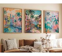 Red Benson A4 Triptych - 30×63 cm / 11.8×24.9 in - 4 Set of 3 Manila Poster Travel Prints Philippines Art Filipino Decor Asian