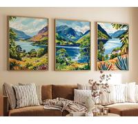 Red Benson A4 Triptych - 30×63 cm / 11.8×24.9 in - 4 The Lake District National Park Set of 3 Posters Cumbria Travel Prints
