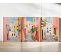 Red Benson A4 Triptych - 30×63 cm / 11.8×24.9 in - 5 Set of 3 Spain Posters Vintage Spanish Aesthetic Prints Travel Art Floral Wall