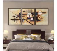 Red Benson A4 Triptych - 30×63 cm / 11.8×24.9 in - Wassily Kandinsky Hard soft Abstract Bauhaus era contrast play hardsoft form dia