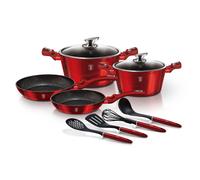 (Red) Berlinger Haus 10 Pc Cookware Set Induction