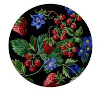 Red Berries and Blue Meadow Flower Small Round Mouse Pad, Anti-Slip Rubber Computer Mousepad for Office Home Gaming Laptop, 10 x 10 Inch