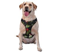 Red Berries With White Flowers No Pull Dog Harness Adjustable Reflective Oxford Easy Control Medium Large Dog Harness