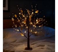 Red Berry Blossom Tree with Light, 24 LED Bonsai Twinkling Trees, Red Berry Blossom Twinkling Tree with Lights, Removable Base, For Living Room, Bedroom, Cafe, Holiday Parties (Gold)