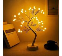 Red Berry Blossom Twinkling Tree,2026 New Decorative Tree with Lights,24 LED Lighted Branches Artificial Bonsai Lamps,with Battery/USB Operated,living room and office decoration (Golden leaf pearl)